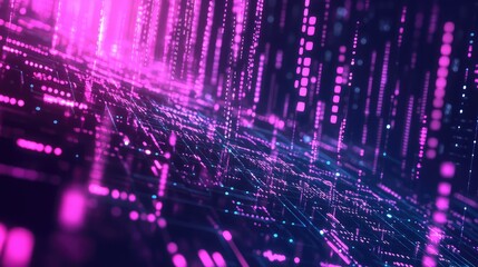 Digital network connecting data streams forming abstract grid