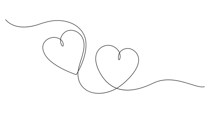 Naklejki single line art drawing love symbol Happy valentines day concept