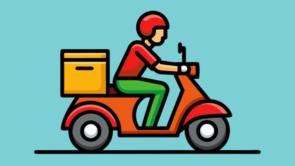 Delivery Rider on a Scooter transporting food icon