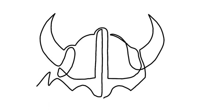 Continue line animation of viking helmet
