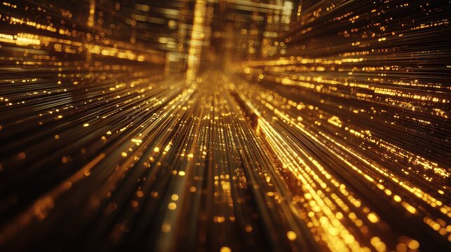 Golden fiber optics transmitting data at high speed - Powered by Adobe