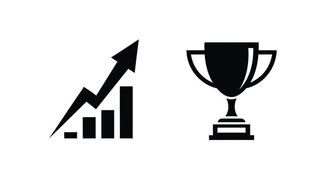 Growth and achievement an upward trend combined with a trophy symbol