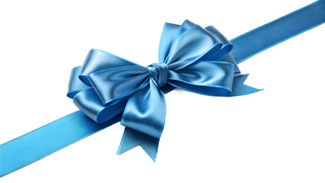 blue bow on white background