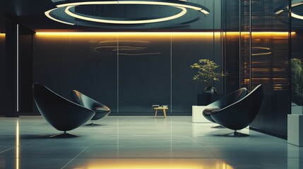 Modern corporate office lobby waiting area interior design