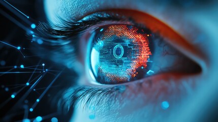 Artificial intelligence eye recognizing digital data network