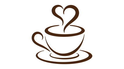 Coffee cup with heart steam icon
