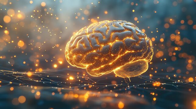 Human brain illuminating artificial intelligence network concept - Powered by Adobe