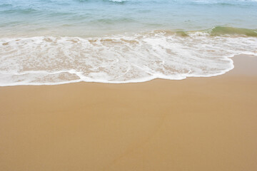 Nature of the ocean and blue sky Summer with sunshine, sandy beaches, clear blue waters sparkling against the blue sky. on an island with good ecology and environment Background for summer vacation