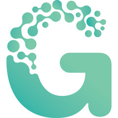 Obraz premium Abstract G Letter Shape With Molecular Structure And Gradient Colors And Transparent Background