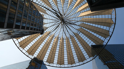 Modern Architecture with Sunshade Roof and Glass Buildings architecture, modern