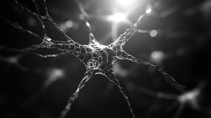Abstract neuron brain cell sending signals connecting network