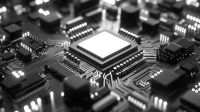 Central processing unit working on a computer circuit board - Powered by Adobe