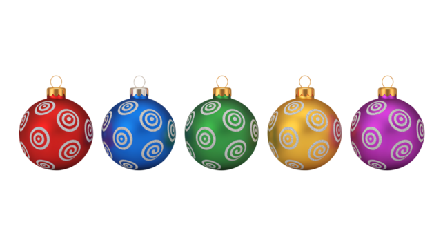 Festive ornaments arranged in a row ready for holiday celebrations
