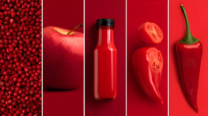 Red bottle with tomatoes

