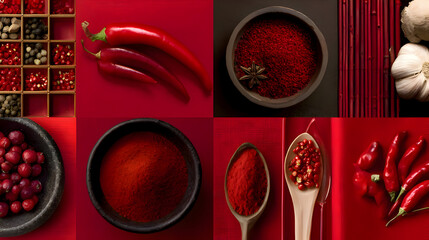 Lobster, lime, spices collage

