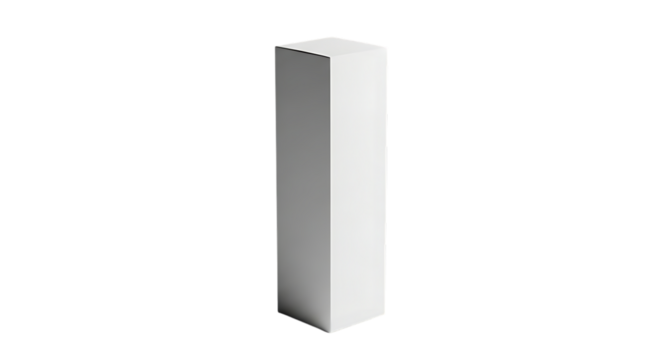 A minimalist image of a white rectangular prism on a black background with subtle gradient lighting