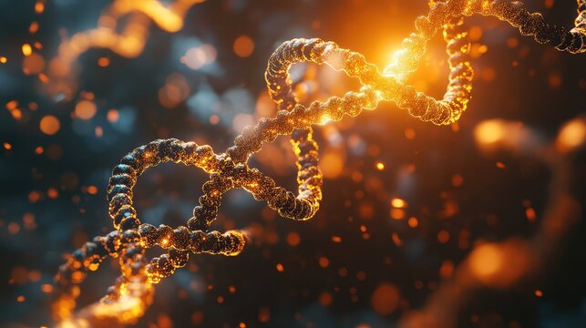 Glowing dna helix representing genetics and scientific innovation
