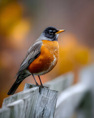 Colorful songbird perched on branch in natural light
