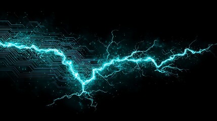 Glowing Digital Lightning Bolt. Abstract Electric Arc, Energy Transfer, and High-Speed Technology Concept