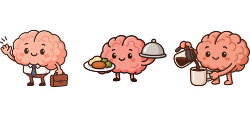 cute brain serving coffee and working in hospitality