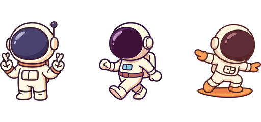 two cute astronauts happy and sitting cross legged