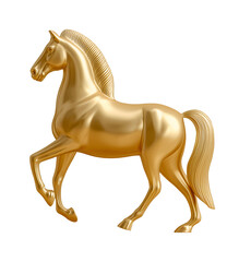 2026 New Year, Golden Elegant horse, isolated on transparent background 