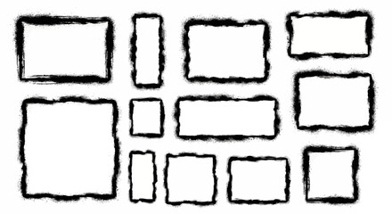 Collection of Hand-Drawn Rectangular Frames with Textured Edges for Graphic Design
