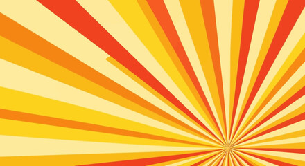 Bright Yellow and Orange Sunburst Rays Background with Vintage Retro Style