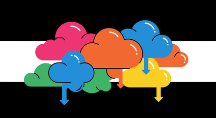 Colorful Cloud Computing Illustration Data Transfer and Network Connectivity Concept