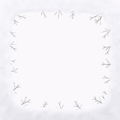 Obraz premium white christmas snowflakes frame border with central copy space isolated on white or transparent png,