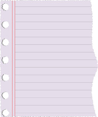 Blank Lined Notebook Paper Torn Edge Template with vector illustration