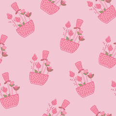 Pink Floral Repeat Pattern with Flower Bunch – Seamless Botanical Design