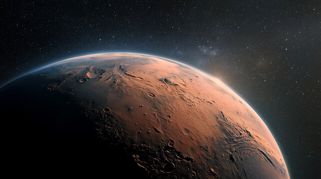 Realistic Mars From Orbit – High-Detail Red Planet Space Background