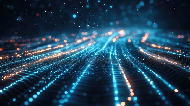 Digital data flowing abstract network connection visualization