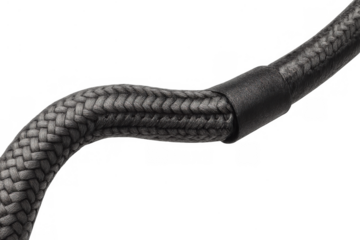 Braided gray cord with a dark sleeve detail, highlighting connection, strength, and durability