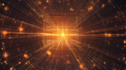 Digital network grid illuminating data connection and technology