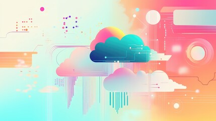 Cloud computing concept network connecting digital data