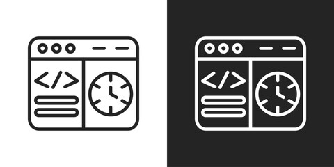 Project Deadline Icon In Black And White Outline Style