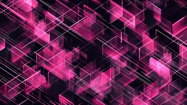 Abstract technology background with glowing pink geometric shapes