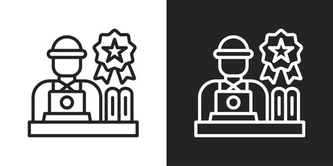 Manager Icon In Black And White Outline Style