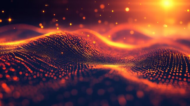 Digital data wave analyzing global network technology