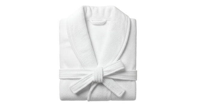 White Terry Cloth Bathrobe Tied With a Belt towel