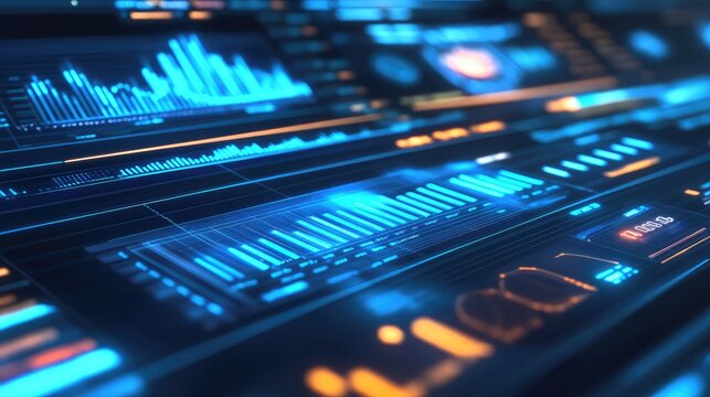 Data analysis dashboard showing charts and graphs