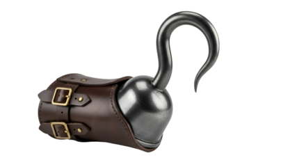 Pirate Hook Hand with Leather Strap prosthetic metal hook