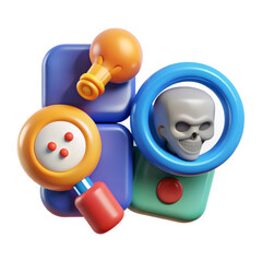 Cybersecurity: threat analysis, risk detection, and ideas isolated on transparent background