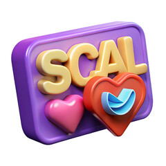 Scalability, growth, and social media likes concept 3d isolated on transparent background