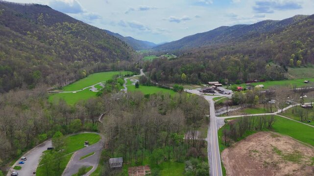 Seneca Rocks valley in springtime with fores in West Virginia, USA