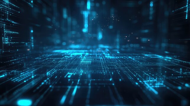 Digital data network lines creating abstract circuit board