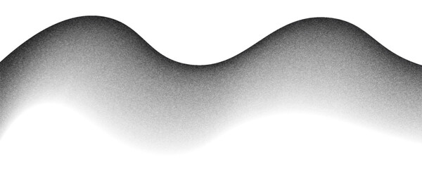 Wavy grain gradient texture. Black stippled flowing line background. Grunge noise dot work wallpaper for banner, poster, brochure. Undulate sandy backdrop with speckles, particles, granules. Vector