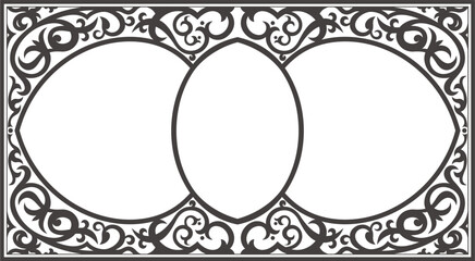Ornate Triple Oval Frame with Elegant Scrollwork Border